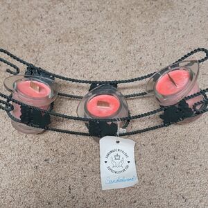 Heavy Weight Display& 3 Glass Heart Wooden Wick Sandalwood Scented Soy Candles